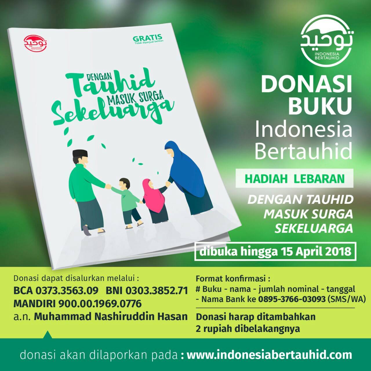 Donasi Buku Saku GRATIS “Dengan Tauhid, Masuk Surga Sekeluarga” donasi buku