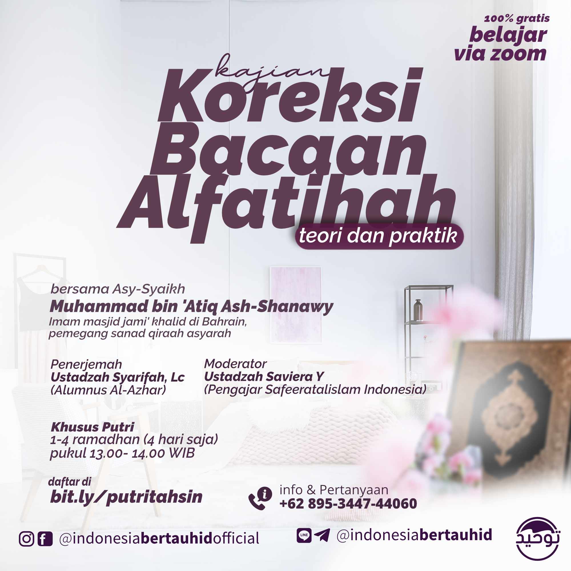 Daftar Kajian Koreksi Bacaan Surat Al Fatihah Akhawat