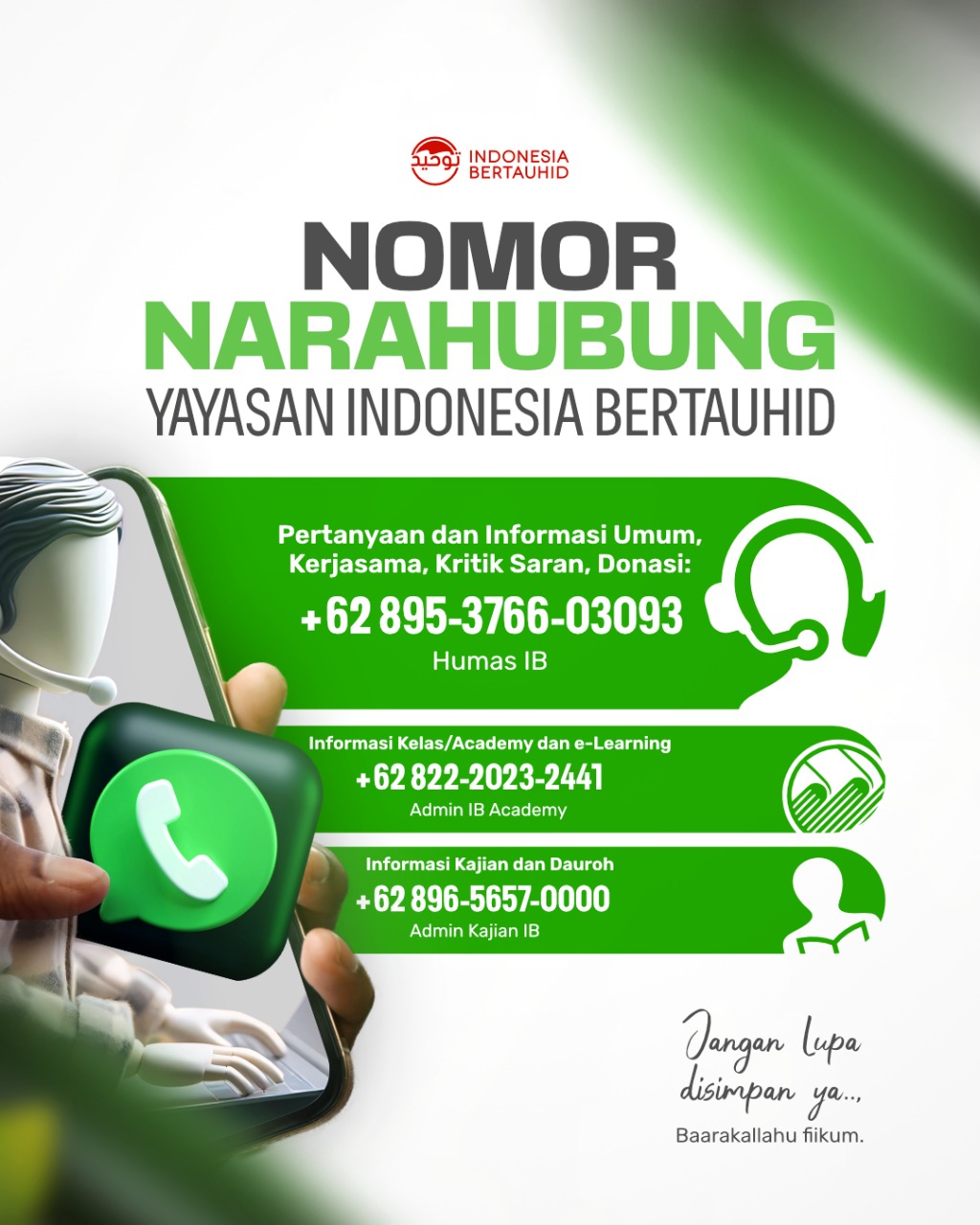 Narahubung Yayasan Indonesia Bertauhid